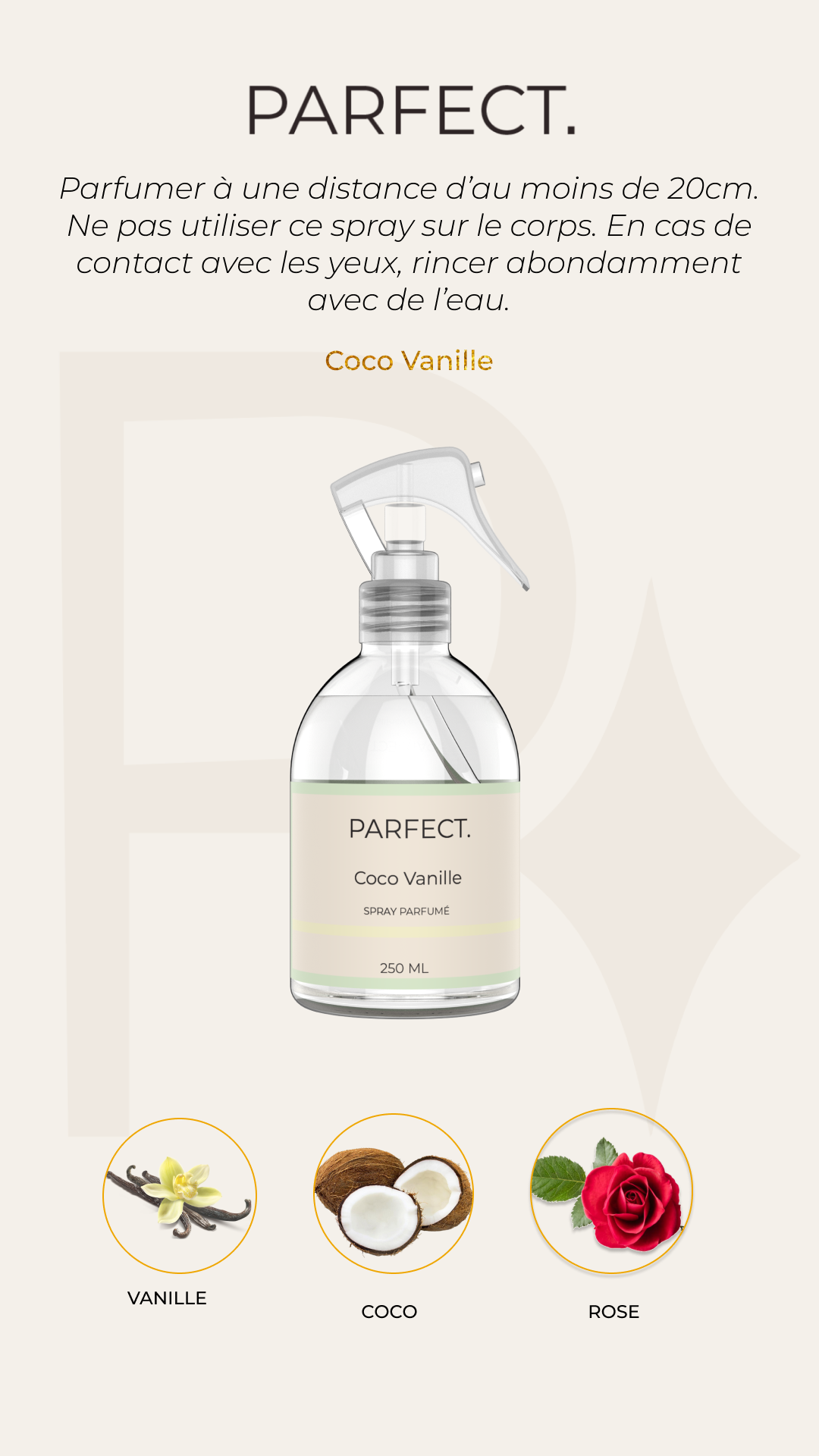 Parfect - Parfumerie Mirage - Parfums et sprays orientaux - Spray/Parfum d'intérieur Coco Vanille