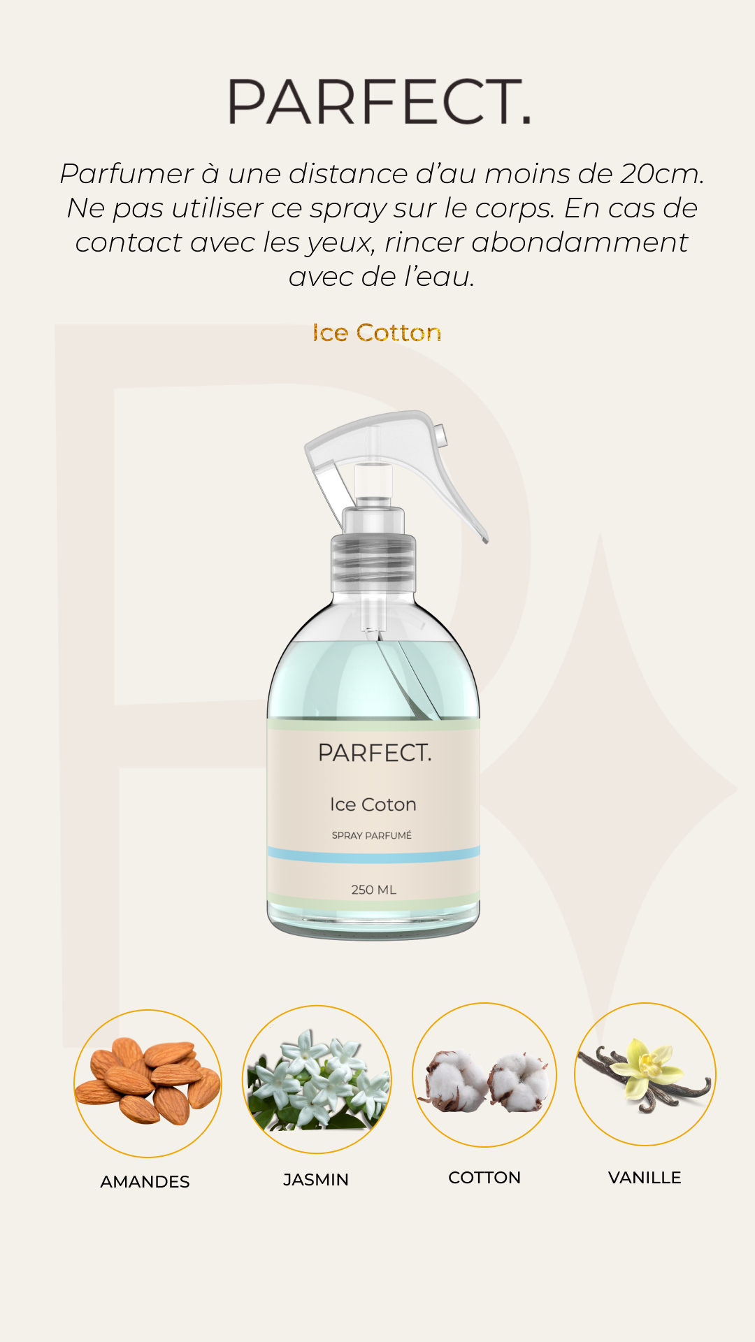 Parfect - Parfumerie Mirage - Parfums et sprays orientaux - Spray/Parfum d'intérieur Ice Cotton - cotton frais